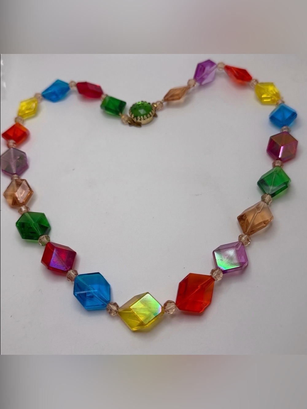 W. Germany Multicolor Retro Acrylic Geometric Beaded Necklace. Gift  Y2K